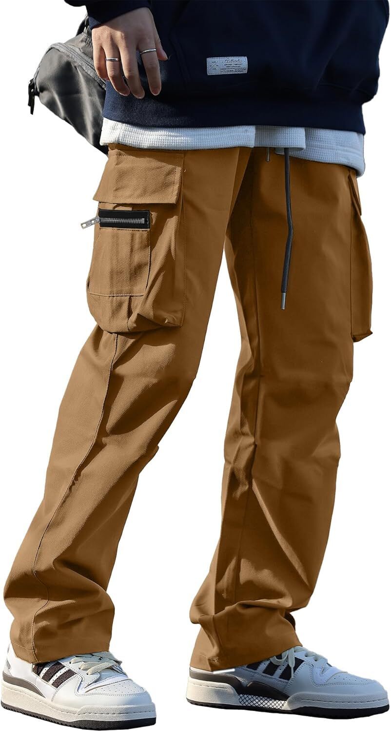 🔥6-PACKS $24.89 Men's Plus Size Casual Solid Color Drawstring Overalls