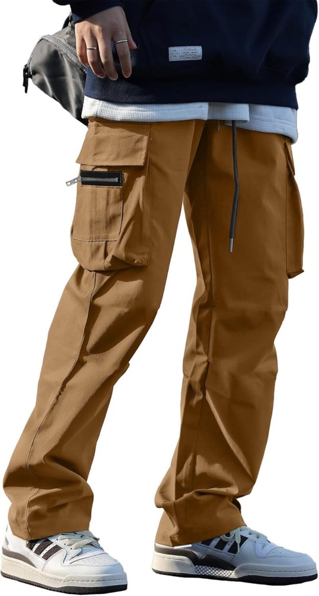 🔥6-PACKS $24.89 Men's Plus Size Casual Solid Color Drawstring Overalls