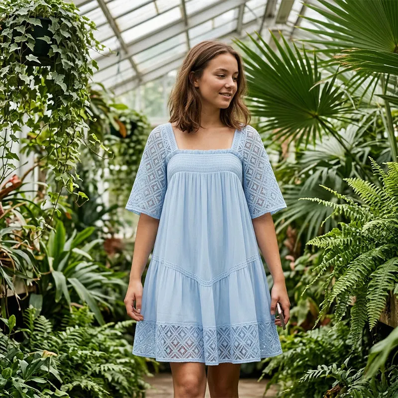 📢📢90% OFF !! ⏰ Women's Square Neck Smocked Dress