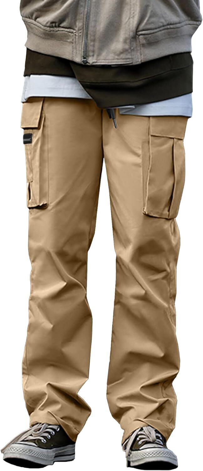 🔥6-PACKS $24.89 Men's Plus Size Casual Solid Color Drawstring Overalls