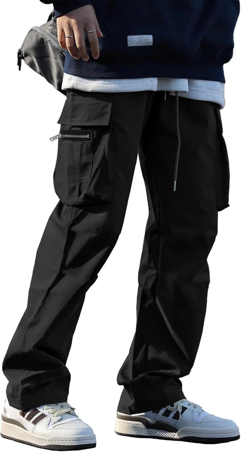 🔥6-PACKS $24.89 Men's Plus Size Casual Solid Color Drawstring Overalls