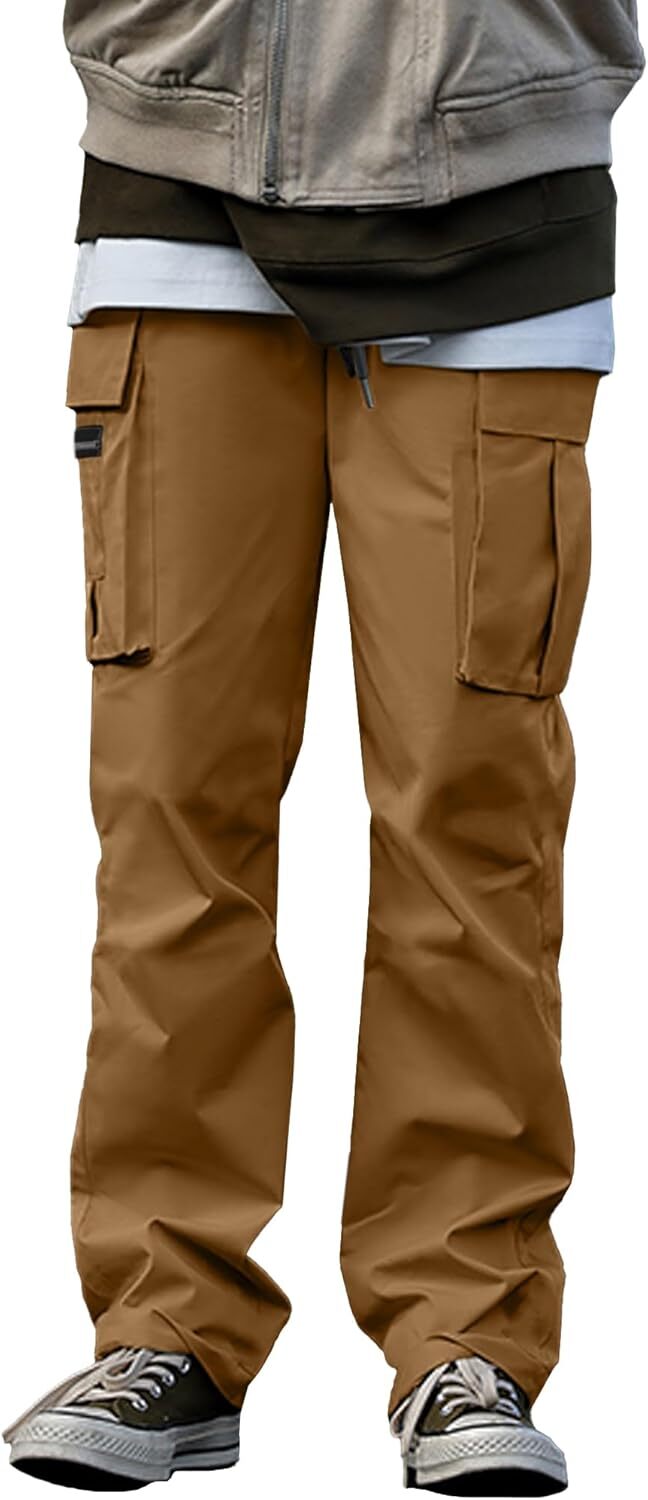 🔥6-PACKS $24.89 Men's Plus Size Casual Solid Color Drawstring Overalls