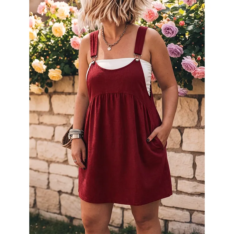 📢📢90% OFF !! ⏰Women's Casual Overall Pinafore Dress