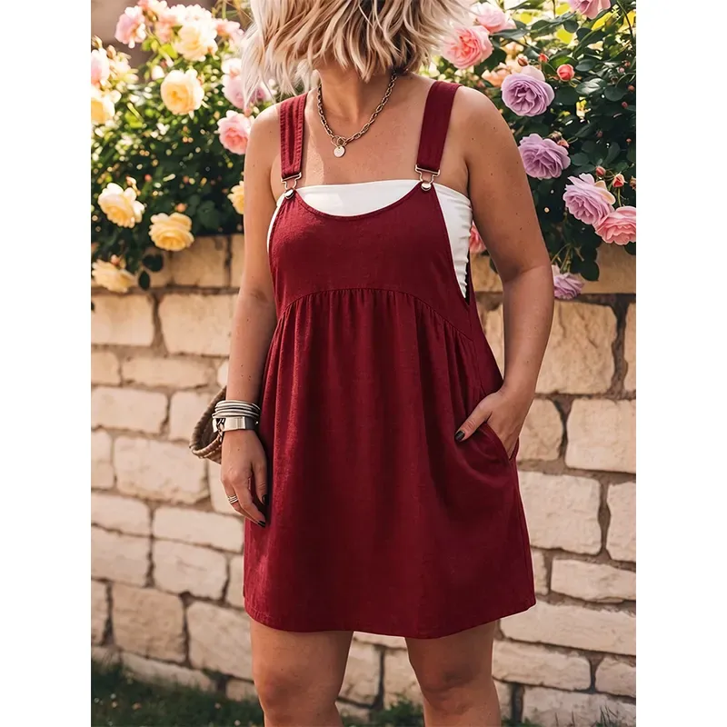 📢📢90% OFF !! ⏰Women's Casual Overall Pinafore Dress