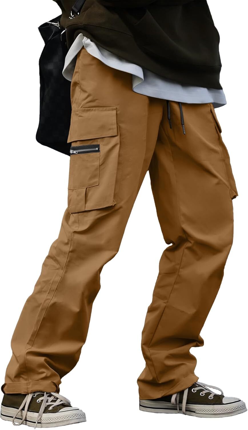 🔥6-PACKS $24.89 Men's Plus Size Casual Solid Color Drawstring Overalls