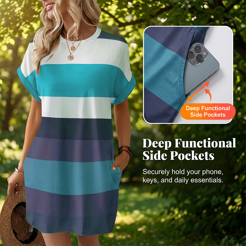 🥳2026 HOT SALE🥳💞50K+ SOLD!🏖️💨 90% OFF! Striped Midi Dress – Lightweight & breathable, effortless drape. Beach cover-up to evening dinner, one dress does it all. Pink, green, sky blue & more. 🌊✅