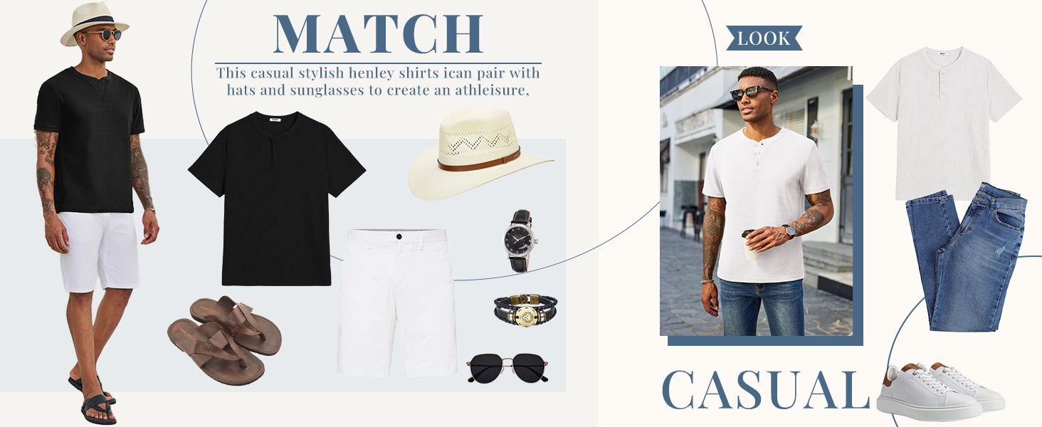 mens stylish waffle henley