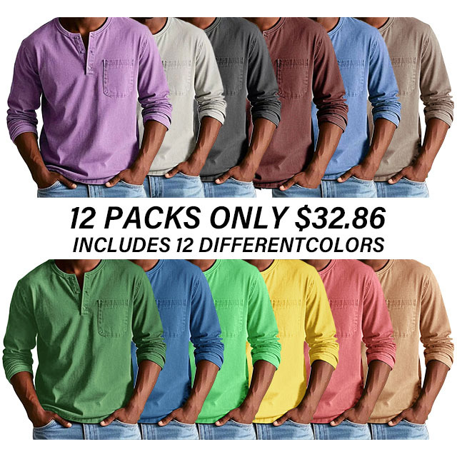 ⚡ 8 Packs for $24.86 ⚡ - Men's Fashion Vintage Distressed Pocket Long-Sleeve Shirt