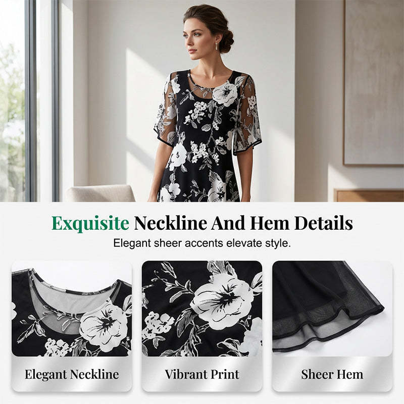 ⏰🔥LIMITED TIME90% OFF! 🌸 Women’s Elegant Floral Print Chiffon Dress – Flowing, Lightweight & Perfect for Any Occasion ✨💃