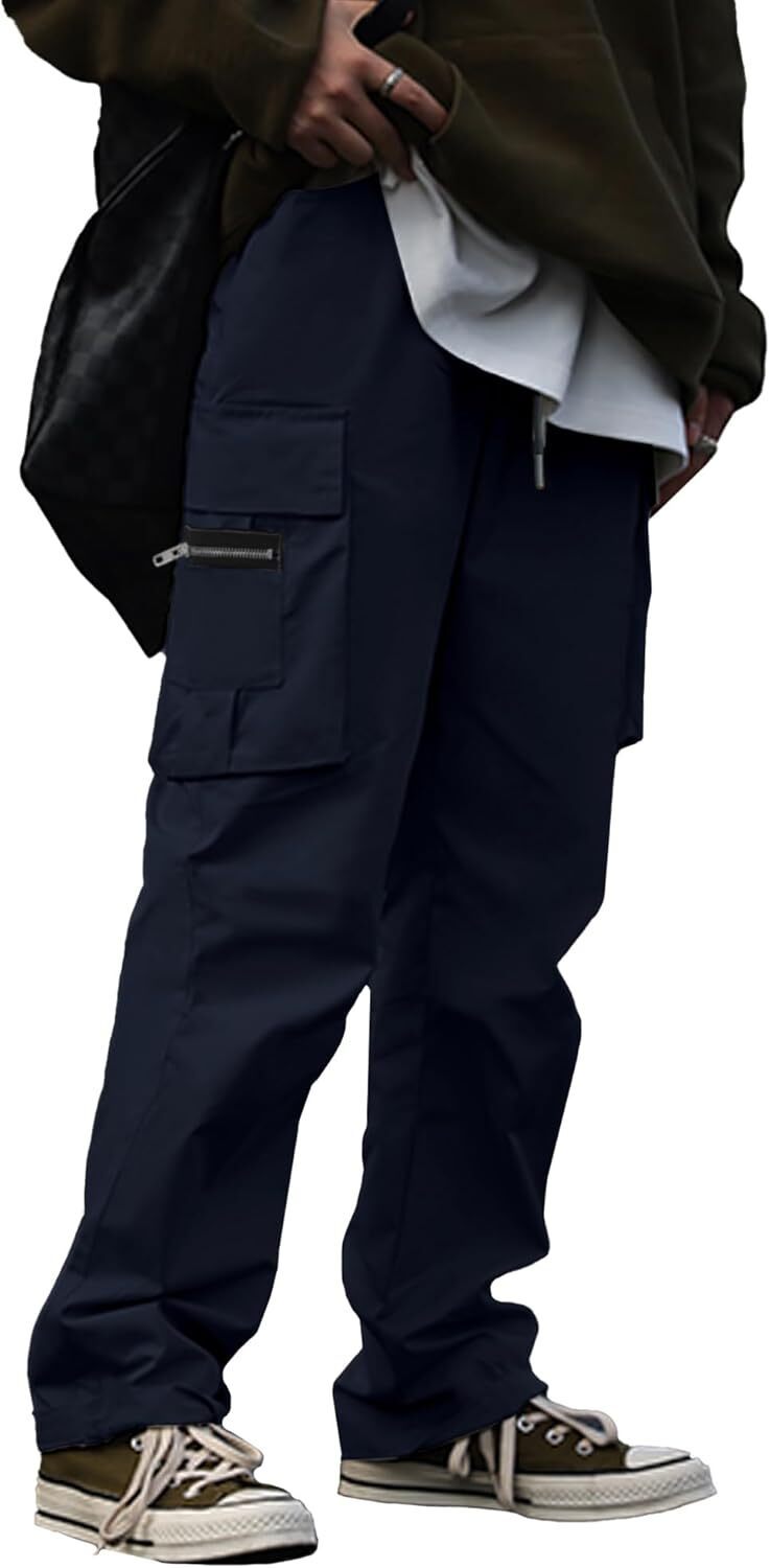 🔥6-PACKS $24.89 Men's Plus Size Casual Solid Color Drawstring Overalls