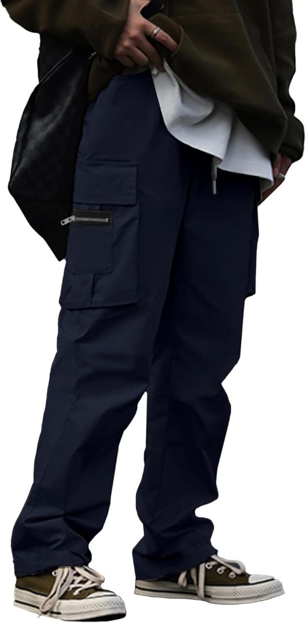 🔥6-PACKS $24.89 Men's Plus Size Casual Solid Color Drawstring Overalls