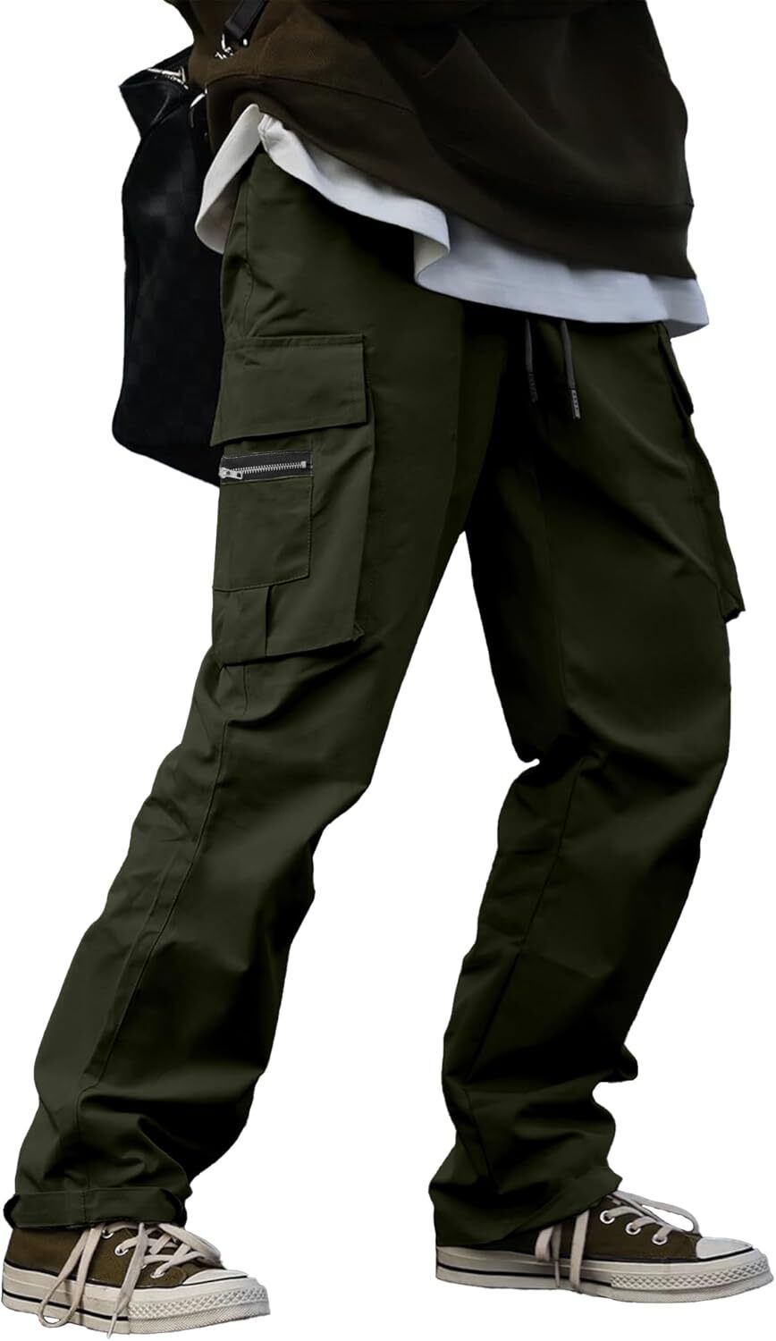 🔥6-PACKS $24.89 Men's Plus Size Casual Solid Color Drawstring Overalls