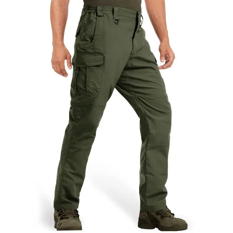 Men's Tactical Pants 9 Pockets Ripstop Water Repellent Cargo Pants Plain Casual Fitted Trousers Menswear for Work Hiking Hunting FallFreshness Outdoorfun