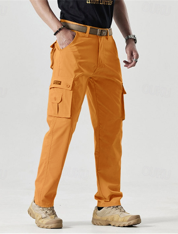 2025 Hot Sale-Men's Solid Color Patched Zipper Fly Cargo Pants
