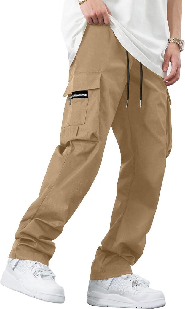 🔥6-PACKS $24.89 Men's Plus Size Casual Solid Color Drawstring Overalls