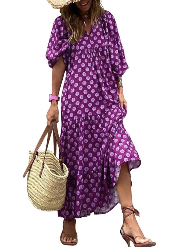 Last Day 89% OFF 🔥 ✨Women's Puff Sleeve Floral Boho Maxi Dress