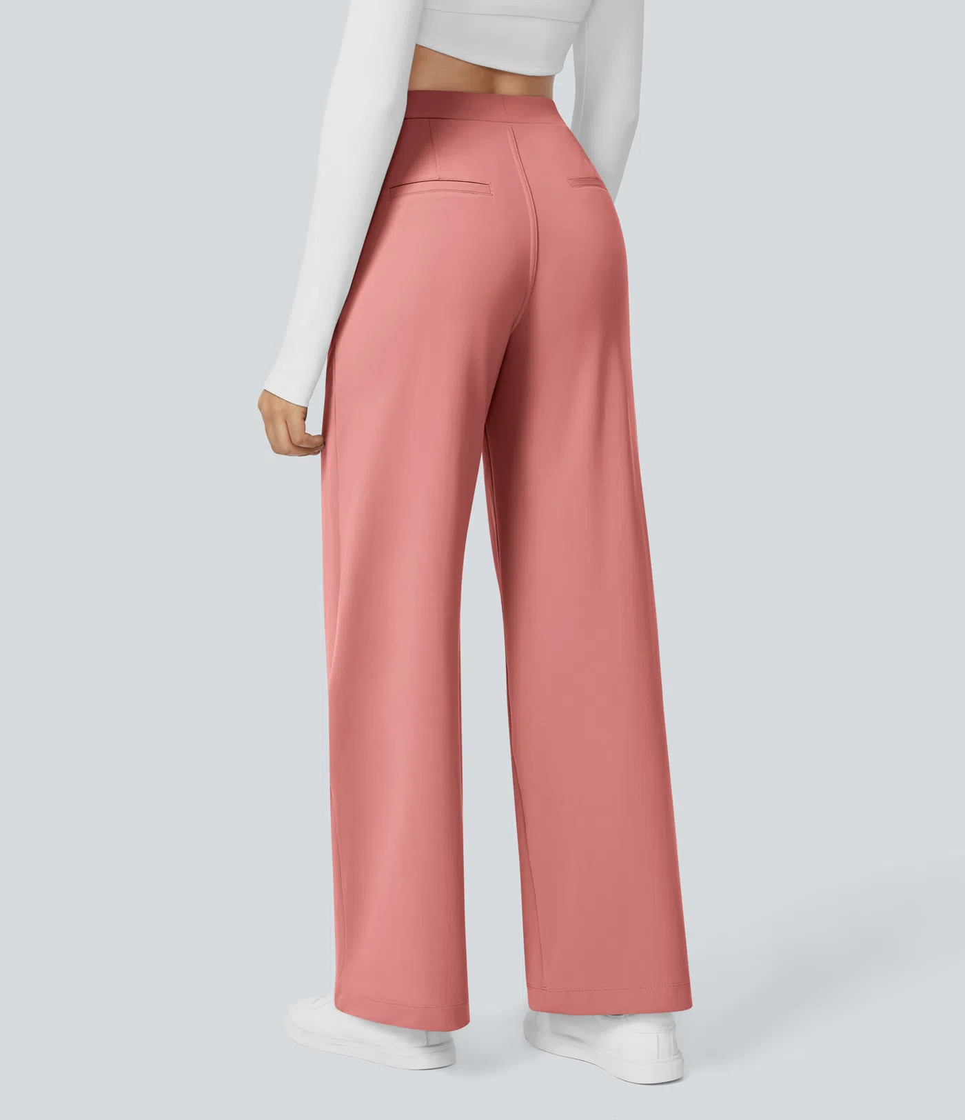 High Waisted Side Pocket Straight Leg Work Pants
