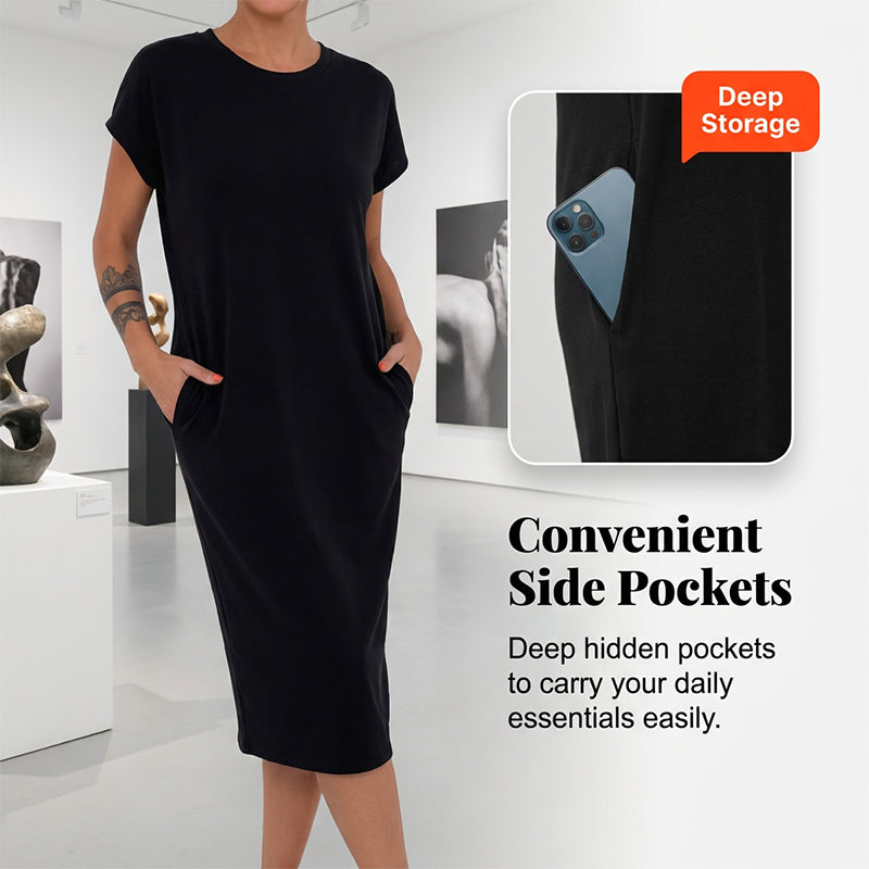 👗 90% OFF NOW! 🛍️ Women's Casual Short Sleeve T-Shirt Dress – Soft, Breathable & Pockets Included 🌿