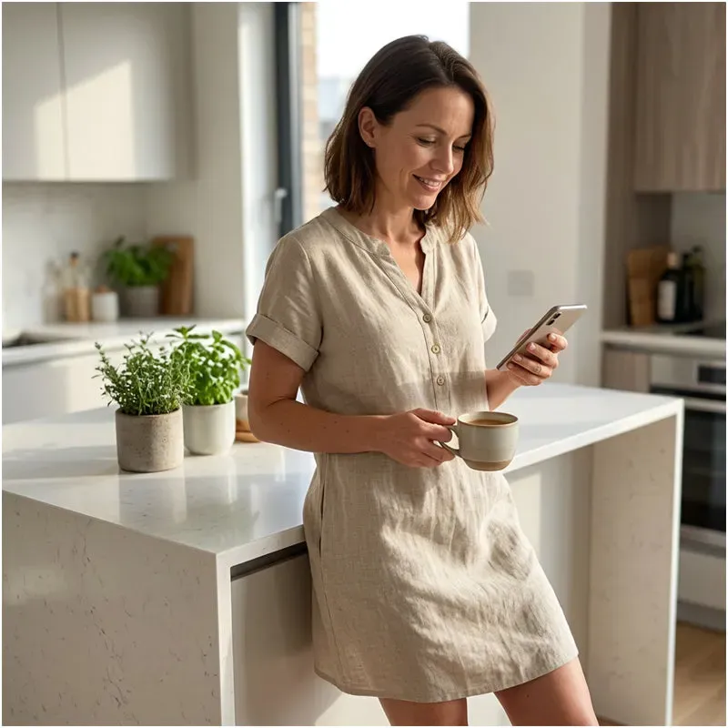 🏖️ LIMITED-TIME 90% OFF! 👗Women's V-Neck Tunic Dress – Relaxed Fit, Pockets & Breathable