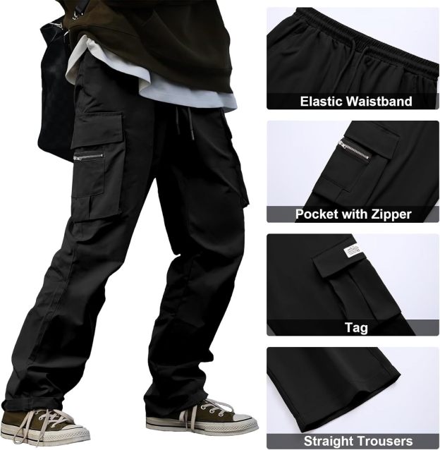 🔥6-PACKS $24.89 Men's Plus Size Casual Solid Color Drawstring Overalls