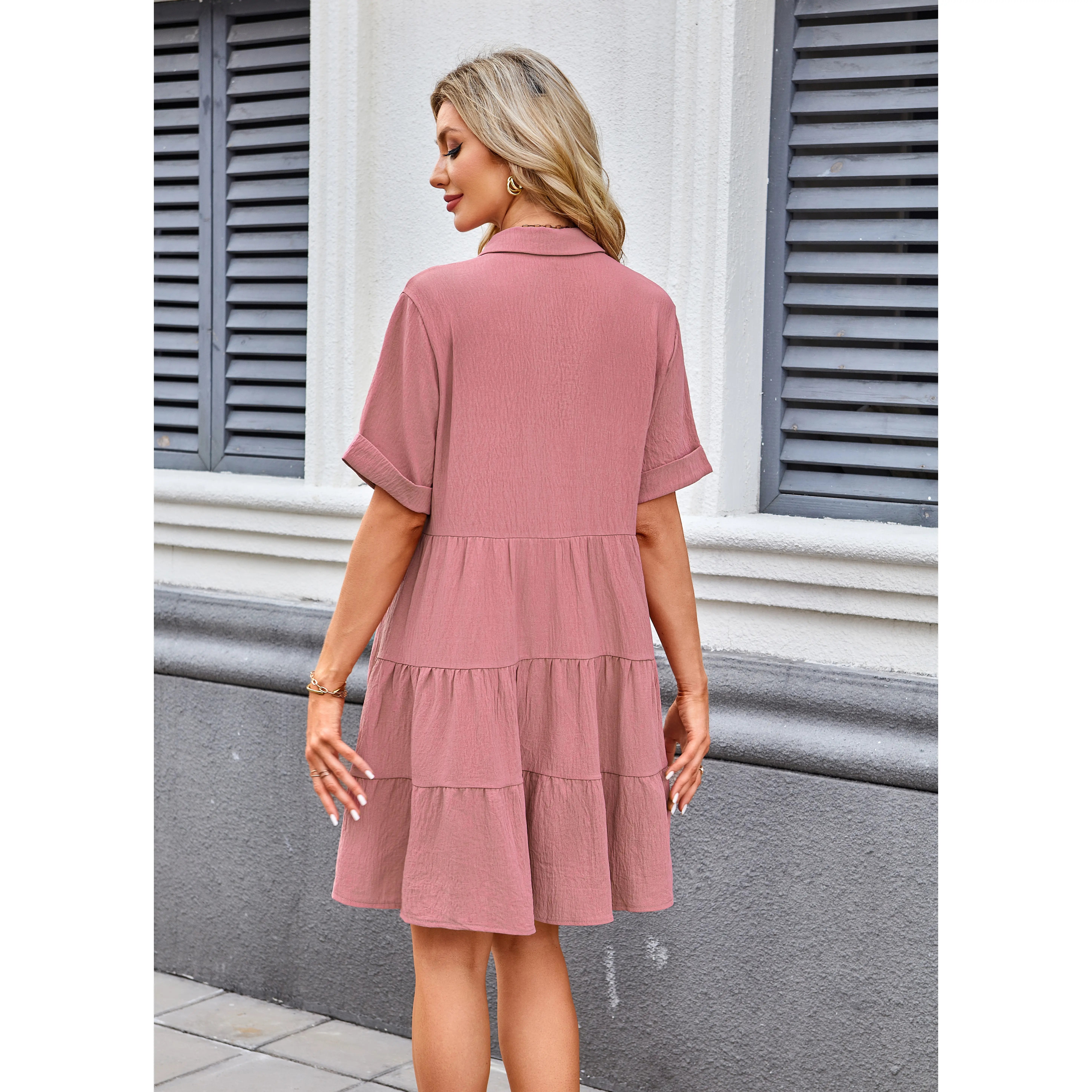 Last Day 89% OFF 🔥AUSELILY Loose Button Down Babydoll Mini Dress With Pockets