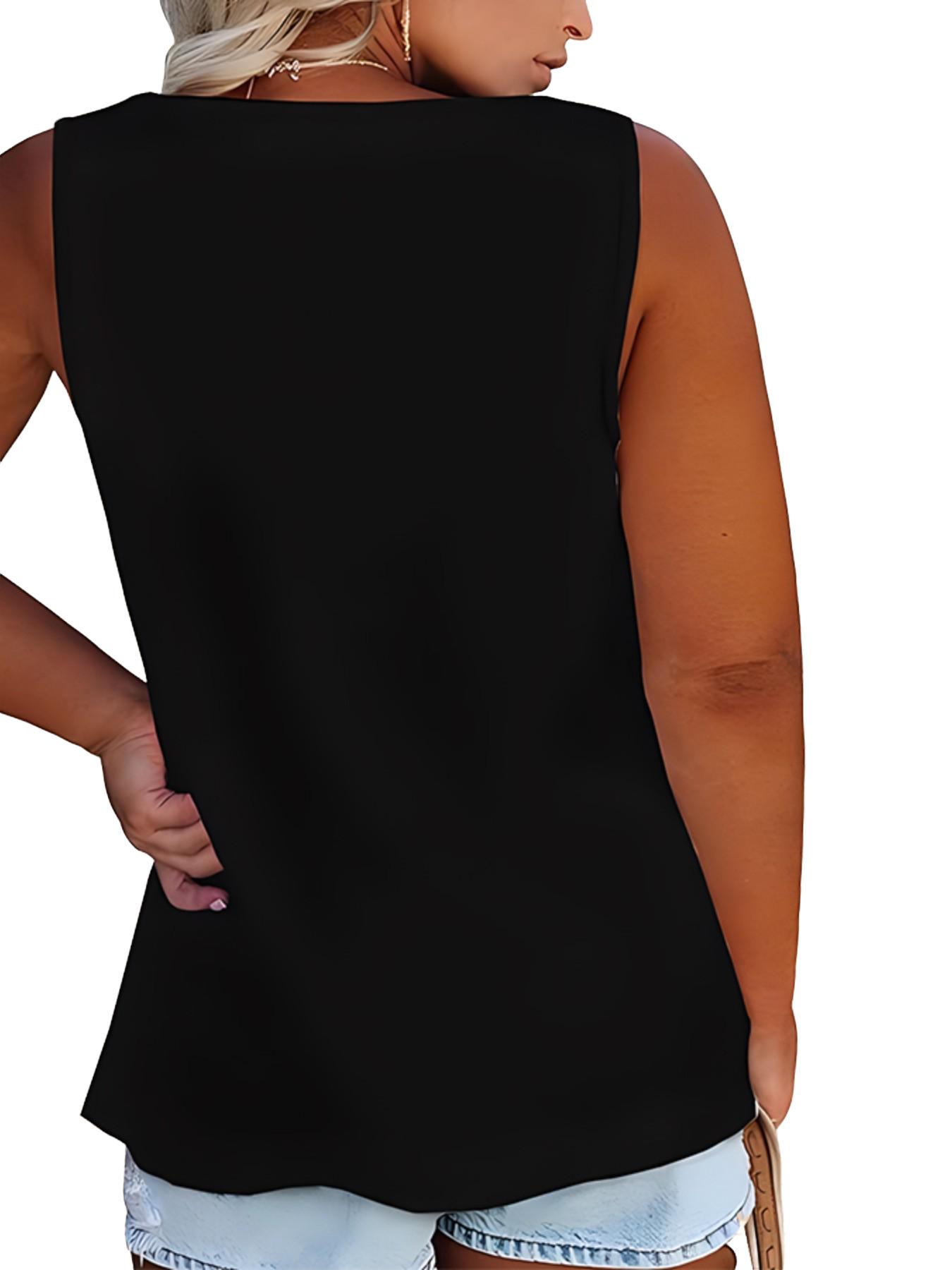 Summer New Trend Large Size Women's Tank Button Casual Vest, Fitted Plain Design, Perfect for Daily Wear, Comfortable and Stylish