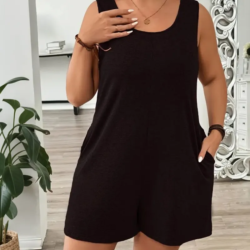 👗 LIMITED-TIME 90% OFF! 💥 Women's Plus Size Sleeveless Jumpsuit with Pockets – Flowy, Comfortable, Versatile ✨