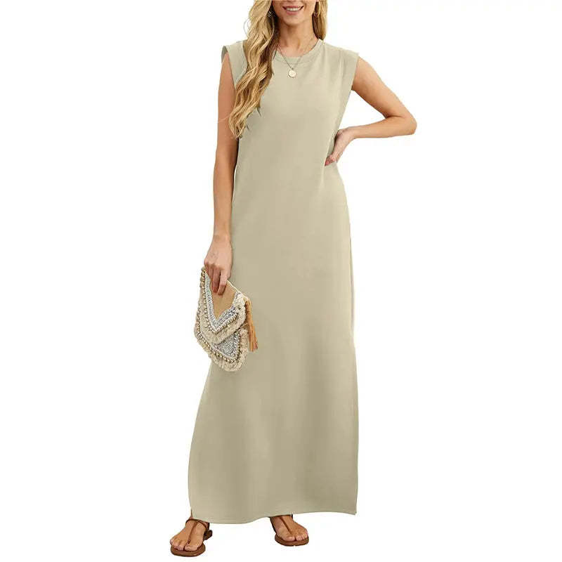 ⏳90% off! Women's summer dress – cotton blend, no-iron, side slit – loose fit, perfect for vacation and everyday wea