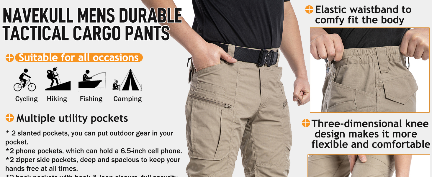 Military Army Combat Trousers elastic waistband fit the body, strength crotch for enhanced movement
