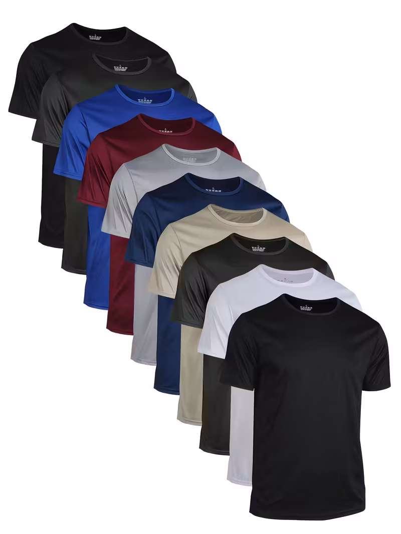 fathers day gift 10pcs mens quick dry breathable 100 polyester workout t shirts solid color crew neck short sleeve tees for running gym outdoor activities machine washable summer activewear gym outfits for men Product details 12