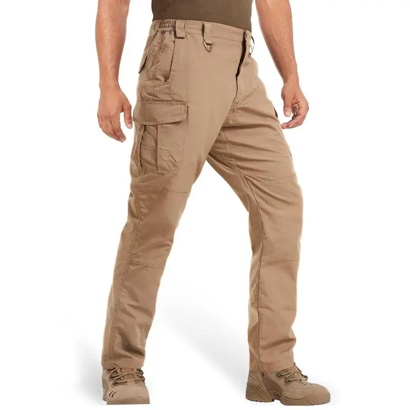 Men's Tactical Pants 9 Pockets Ripstop Water Repellent Cargo Pants Plain Casual Fitted Trousers Menswear for Work Hiking Hunting FallFreshness Outdoorfun