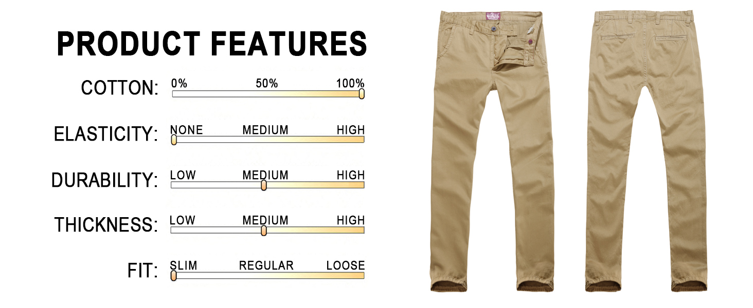 Match Mens Slim Tapered Flat Front Casual Pants