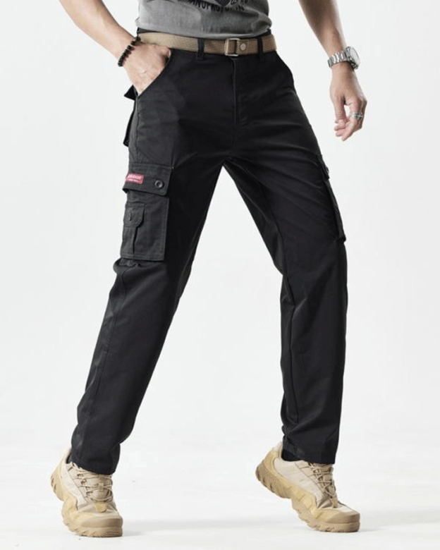 2025 Hot Sale-Men's Solid Color Patched Zipper Fly Cargo Pants
