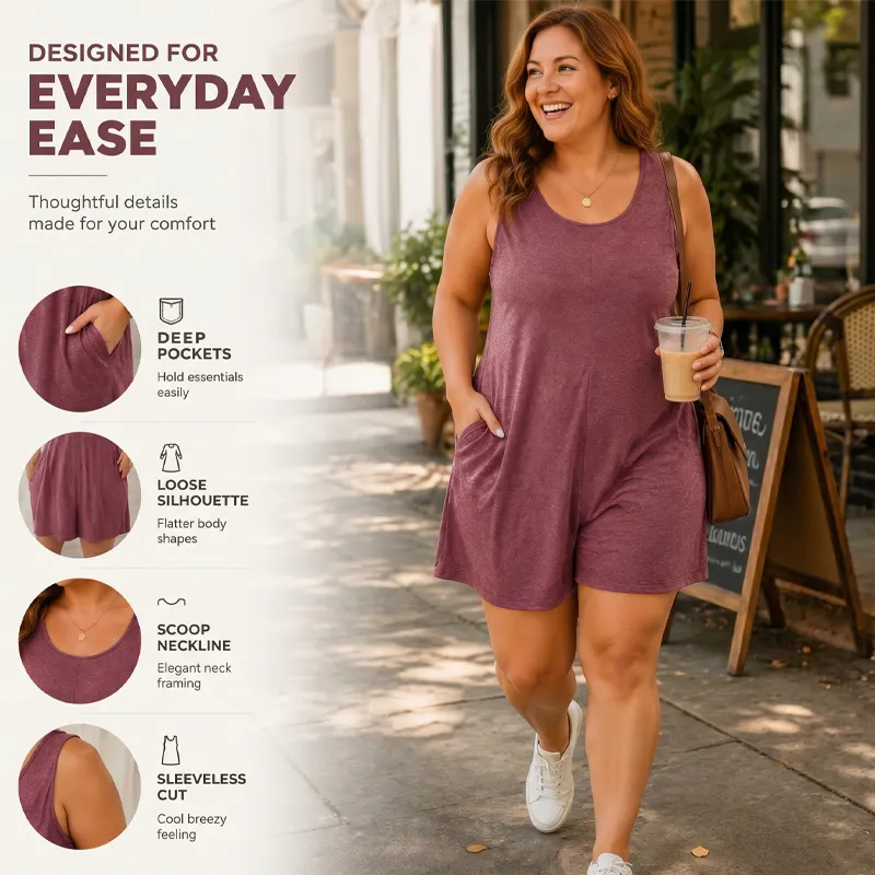 👗 LIMITED-TIME 90% OFF! 💥 Women's Plus Size Sleeveless Jumpsuit with Pockets – Flowy, Comfortable, Versatile ✨
