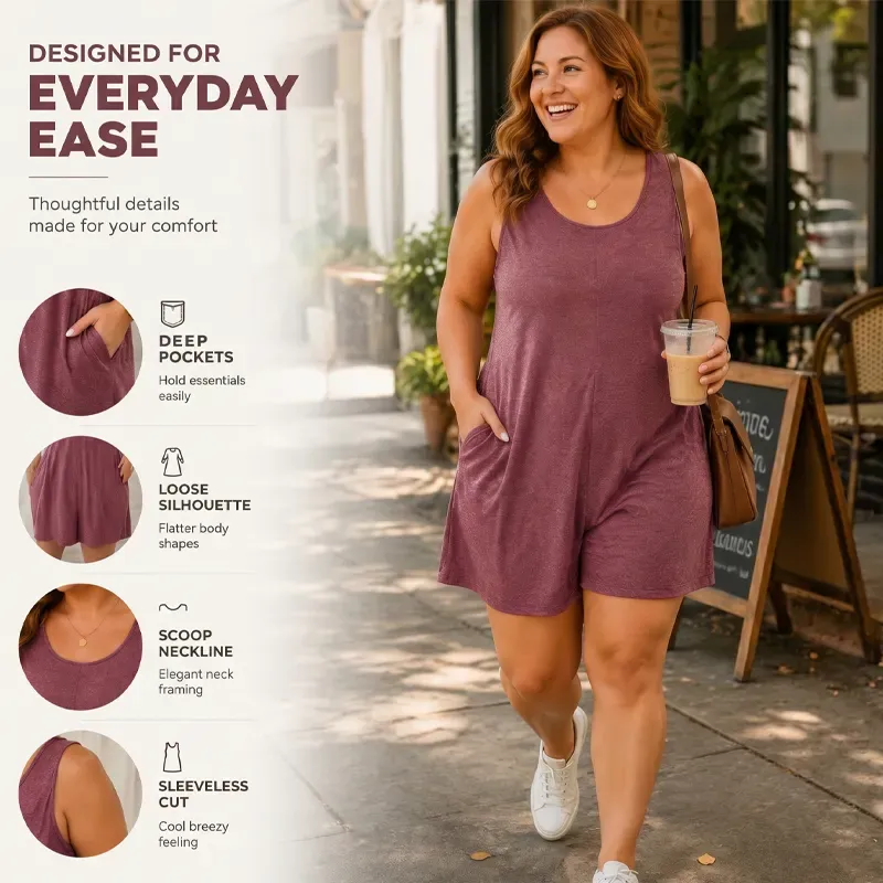 👗 LIMITED-TIME 90% OFF! 💥 Women's Plus Size Sleeveless Jumpsuit with Pockets – Flowy, Comfortable, Versatile ✨