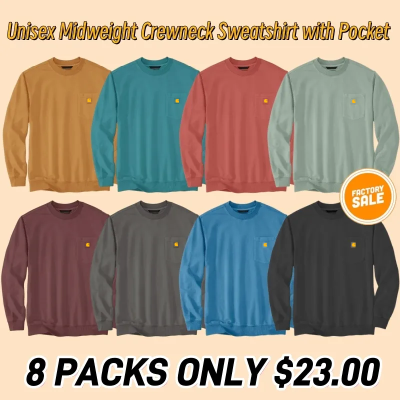 Unisex Midweight Crewneck Sweatshirt with Pocket