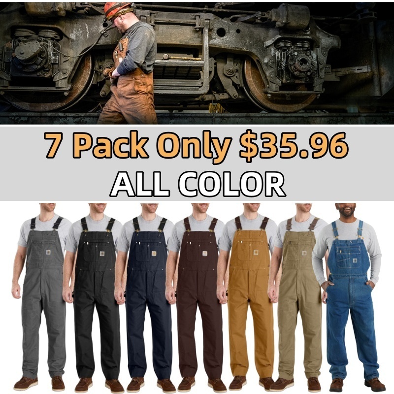 🔥Last Day Promotion!Men's Denim Bib Overalls, Workwear with Adjustable Straps and Convenient Tool Pockets