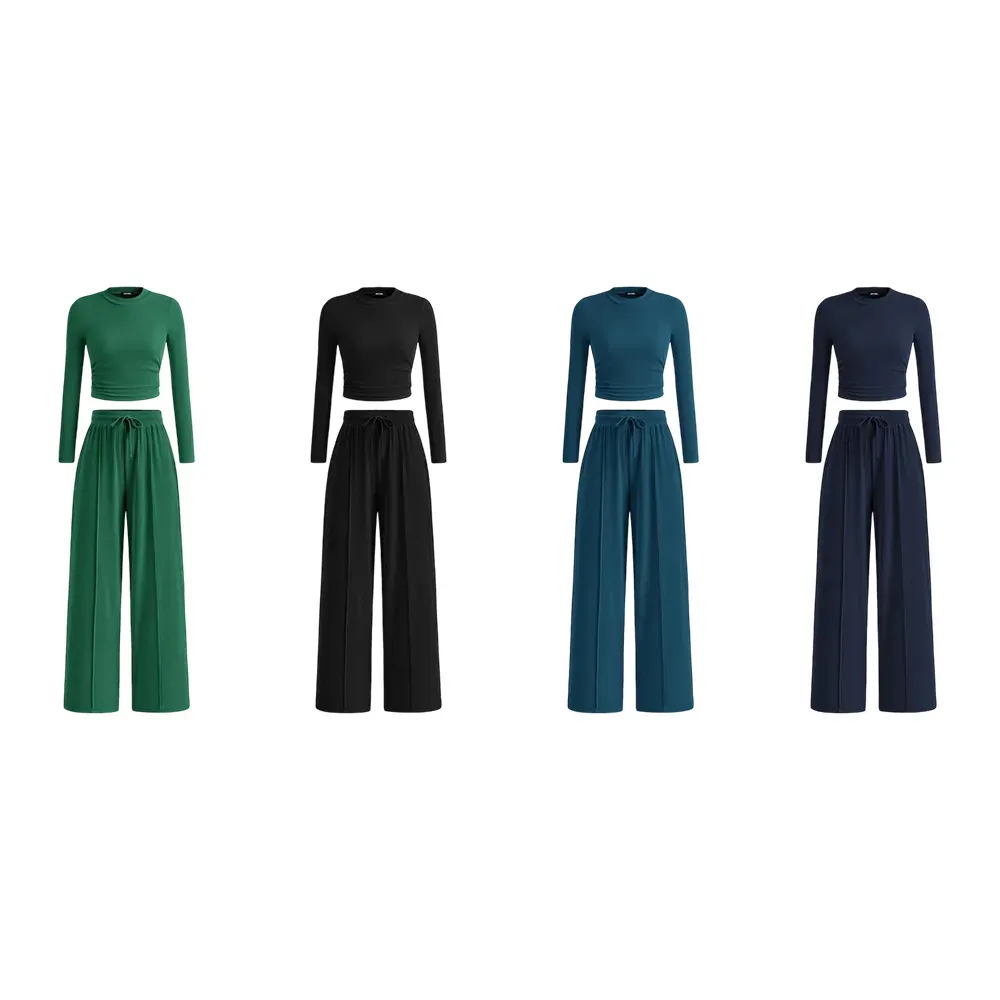 Women's Fall&Winter 2-Piece Set – Top & Wide-Leg Pants