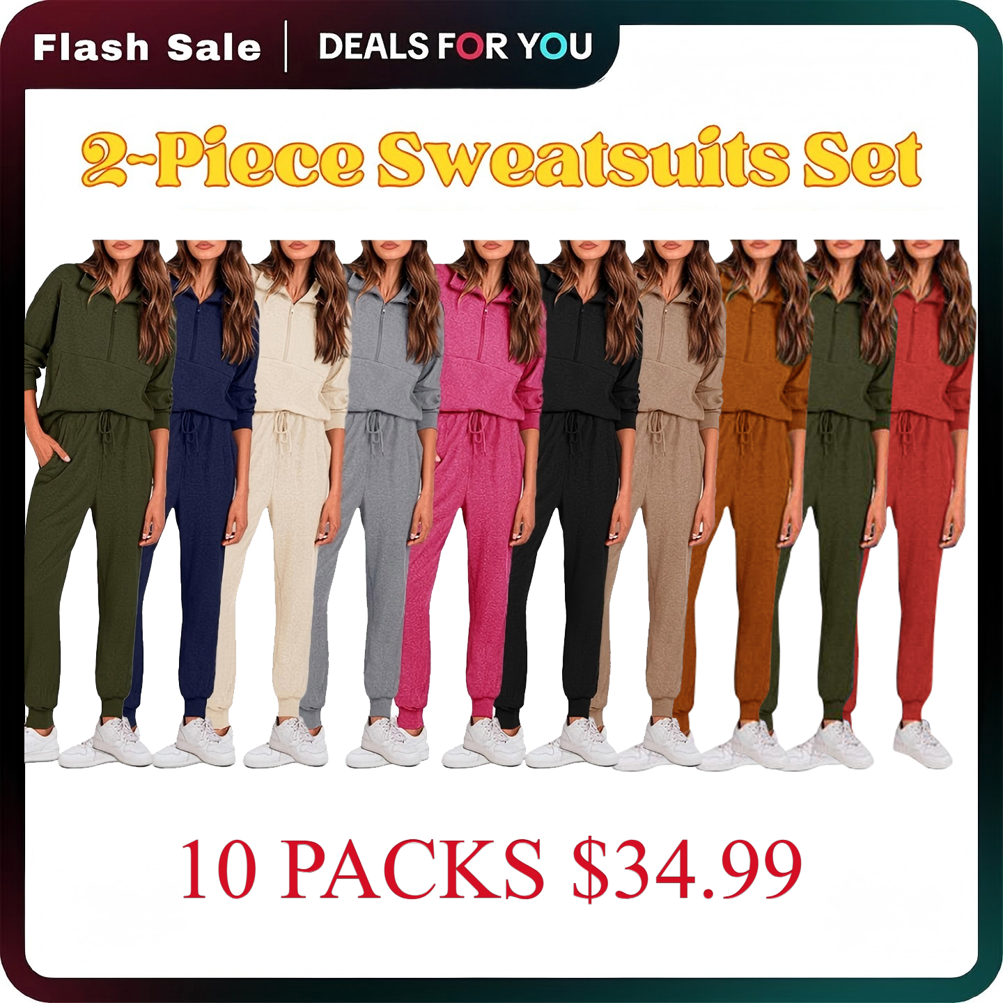 Women's 2-Piece Sweatsuits Set Long Sleeve Half Zip Pullover Sweatshirt