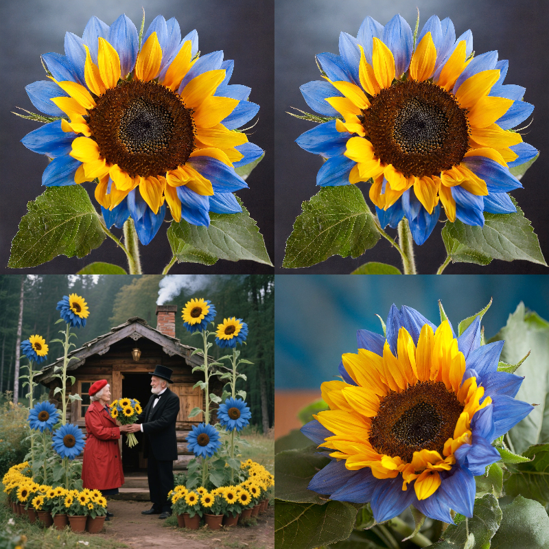 Twin-Blossom Blue Over Yellow Sunflower Seeds – Grow Giant 3-4m Wonders in Your Garden