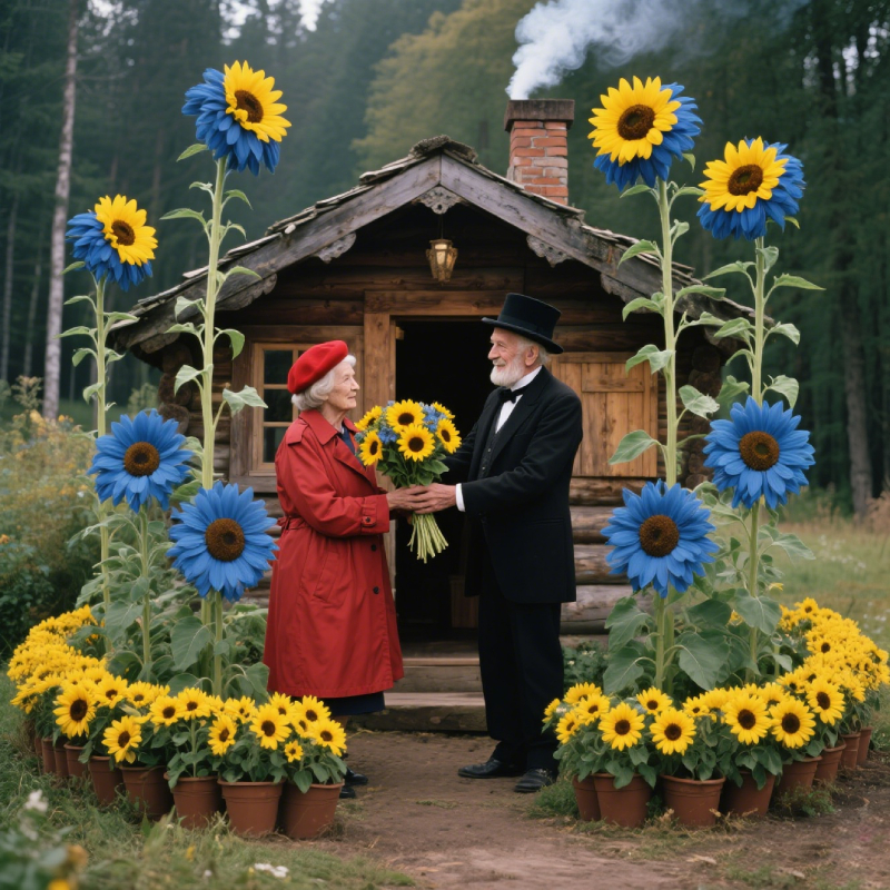 Twin-Blossom Blue Over Yellow Sunflower Seeds – Grow Giant 3-4m Wonders in Your Garden