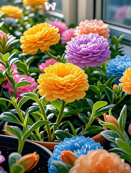 🌼Muti-color Moss Rose-Double Petal Sunflower