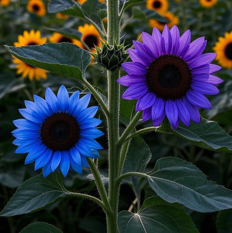 Dual Bloom Magic: Twin Sunflowers on One Stem Seeds
