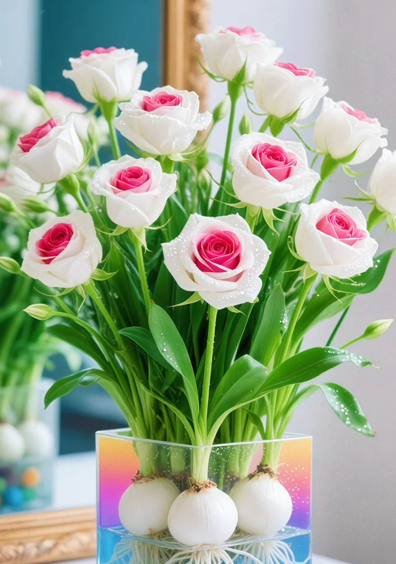 Hydroponic Rare Two-Tone Rose Bulbs: Nature's Colorful Miracle 🌸💖​