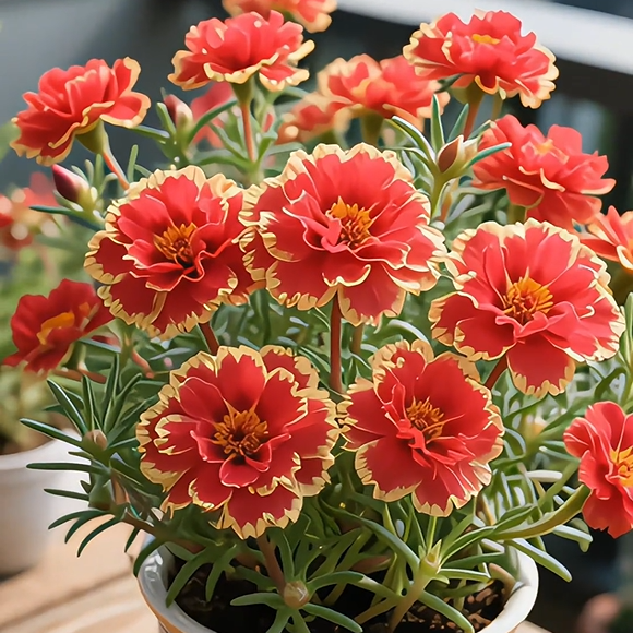 🌹Gold-Edged Double Mixed-Color Moss Rose—2025 Latest Variety