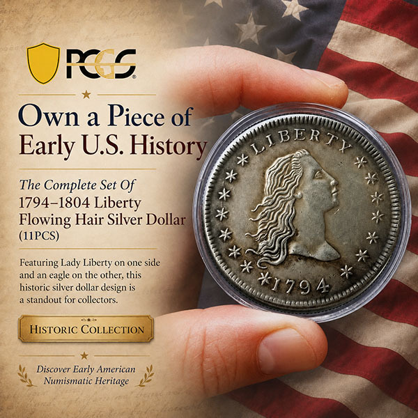 ⏰Last 12 Sets!!️PCGS-Certified 1794–1804 Early U.S. Liberty Silver Dollar Collection | Complete 11-Coin Date Set