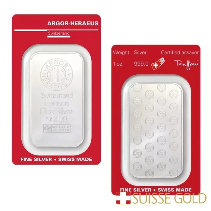 1 oz Argor Heraeus Silver Bar