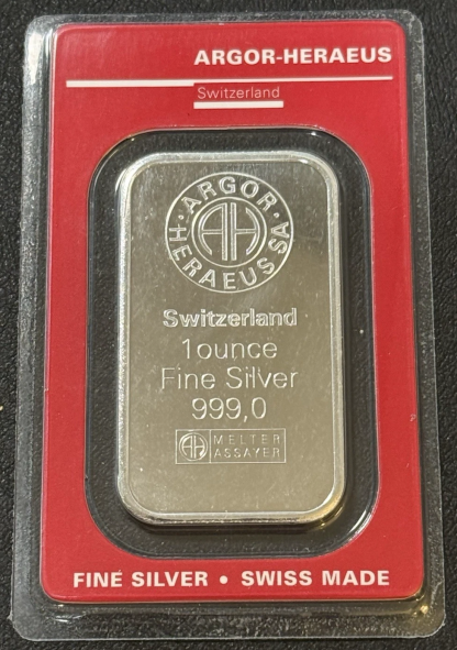 1 oz Argor Heraeus Silver Bar