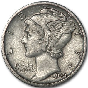 1934-1945 Full DPS Mercury Dime Coins