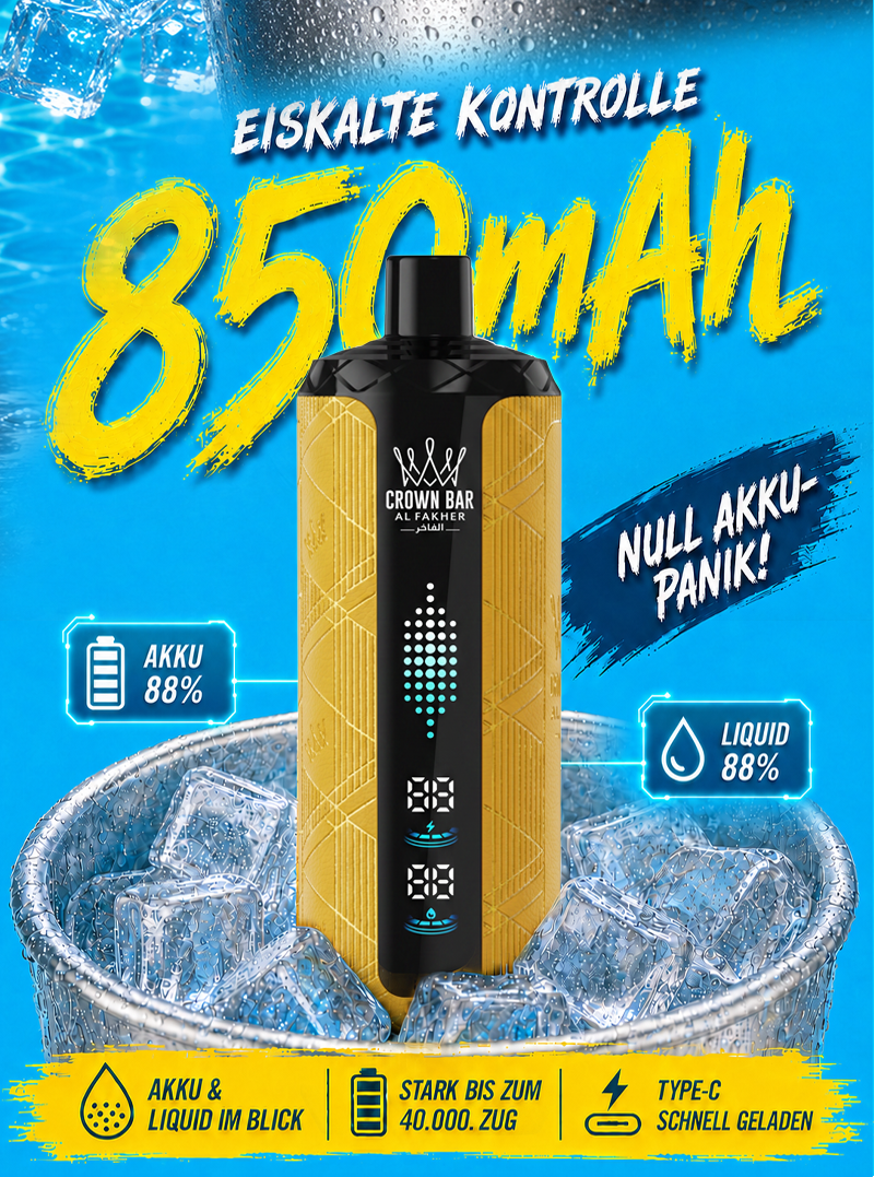 Al Fakher Crown Bar 40K mit E-Liquid- und Akkuanzeige